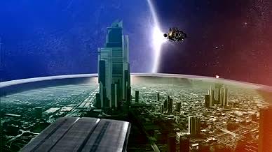 星空与真爱未来城市科幻震撼背景视频视频的预览图